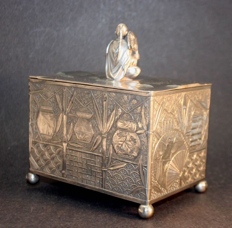 Unusual Pairpoint Quadrupal Plated Tea Caddy