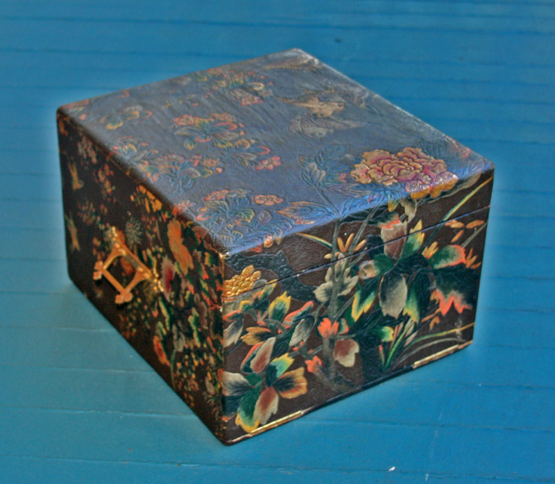 French Painted Leather Necessaire or Dressing Box