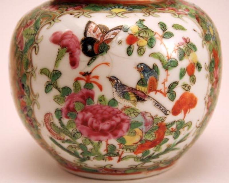 Rare antique Chinese Famille Rose Mustard Pot