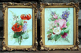 Small Pair of Antique Painted Porcelain Plaques