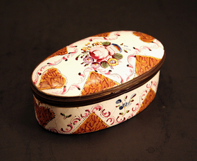 18th-century English Enamel Floral Box