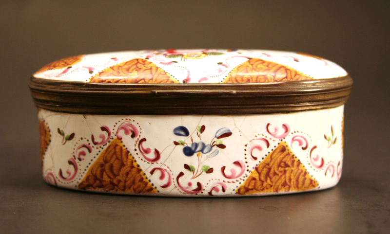 18th-century English Enamel Floral Box