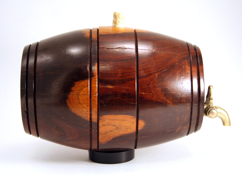 Small Antique English Lignum Vitae Barrel