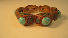 Chinese Enamel Silver Filigree Turquoise Bracelet