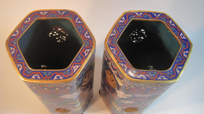 Pair of Early 20th C. Chinese Cloisonne Hat Stand