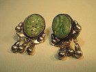 Late 19th / 20th C. Chinese Silver Jade Earrings