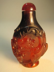 Late 19th C. Chinese Carved Amber snuff bottle