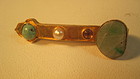 Vintage Chinese Silver And Jade Ruyi Brooch