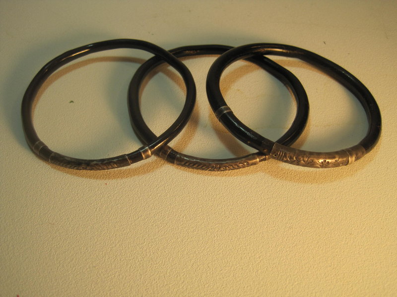 A Group of  Early 20th C. Chinese Rattan Silver Bangle