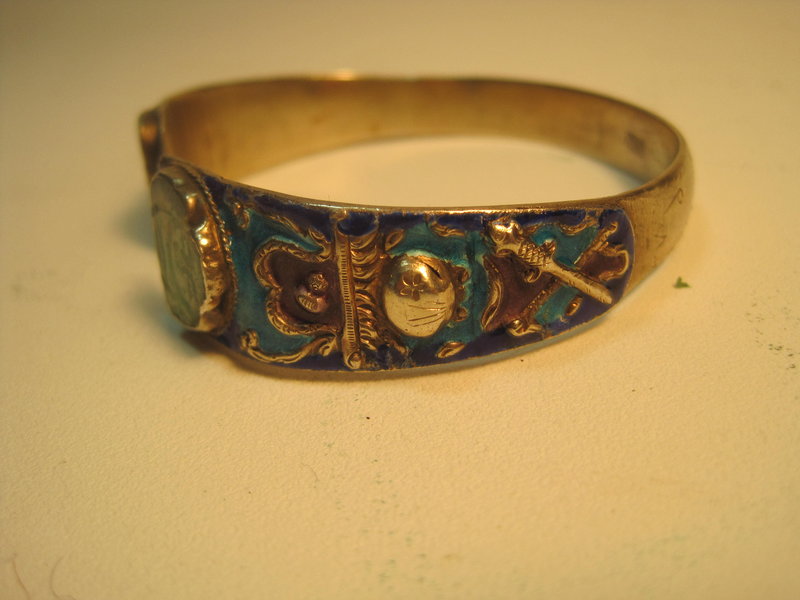 Old Chinese Silver Enamel With Jade Bangle