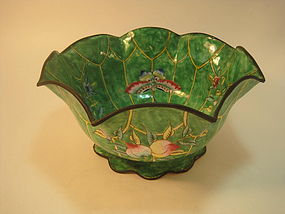 A Qing Dynasty Chinese Canton Enamel Foliate Bowl