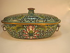 18th C. Chinese Cloisonne Dish With Cover Qianlong Mk