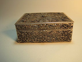 19th C. Chinese Export Silver Filigree Box