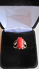 A Vintage Coral 14K/Gold Ring Marked