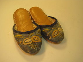 A Pair of Old Chinese Child Leather Slippers