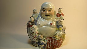 A Early 20th C. Chinese Famille Rose Porcelain Buddha