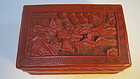 Late 19th C. Chinese Carved Cinnabar Red Lacquer Box