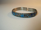 An Old Beautiful Chinese Silver Enamel Bangle Marked