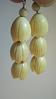 Early 20th C. Chinese Old Ivory Earrings With Silver MK