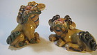 Pair of Old Chinese Famille Rose Porcelain Lions Dogs