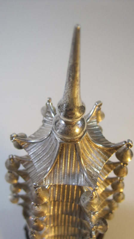 Early 20th C. Chinese Export Silver Pagoda Signed