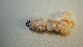 Early 20th C. Chinese Angel Skin Coral Pin / Brooch