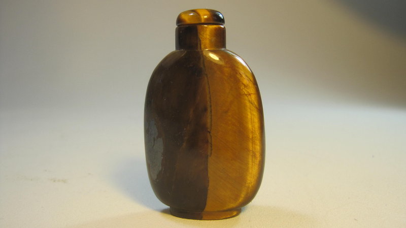 Early 20th C. Chinese Tiger's Eye Stone Snuff Bottle