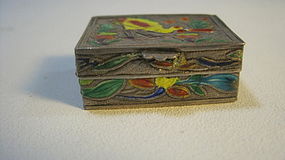 Early 20th C. Chinese Silver Enamel Pill Box Marked