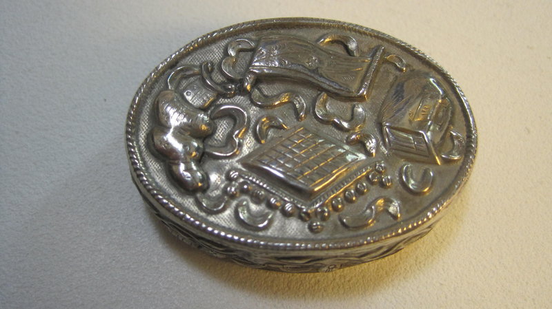 Beautiful Early 20th C. Chinese Silver Pill Box Marked