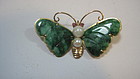 Beautiful Chinese Jadeite Brooch With 14K Gold Backing
