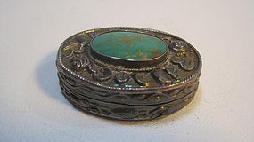 A Beautiful Old Chinese Silver Pill Box Marked