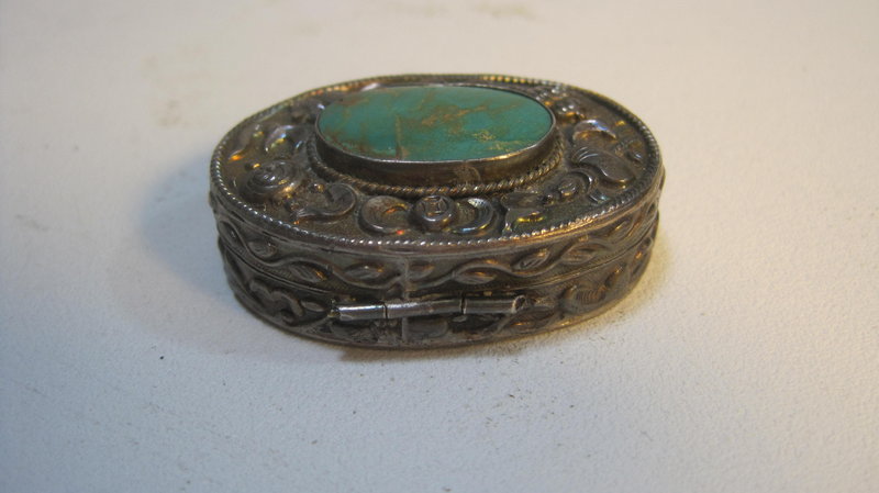 A Beautiful Old Chinese Silver Pill Box Marked