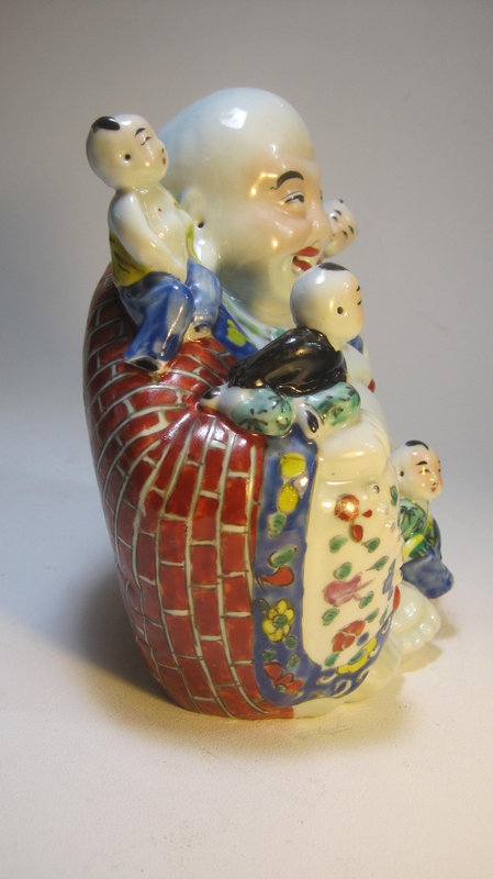 A Early 20th C. Chinese Famille Rose Porcelain Buddha