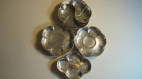 A Group Of 4pcs Chinese Silver Dishes Marked