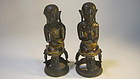 Pair Of Old Asian Gold Gilded Bronze Budhha