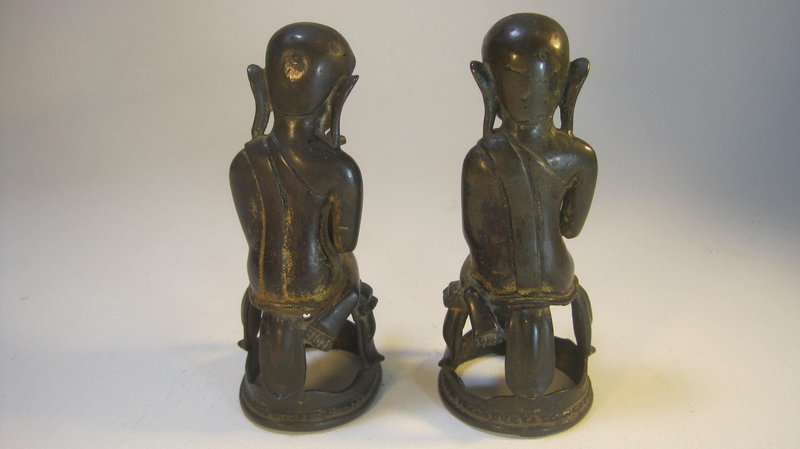 Pair Of Old Asian Gold Gilded Bronze Budhha