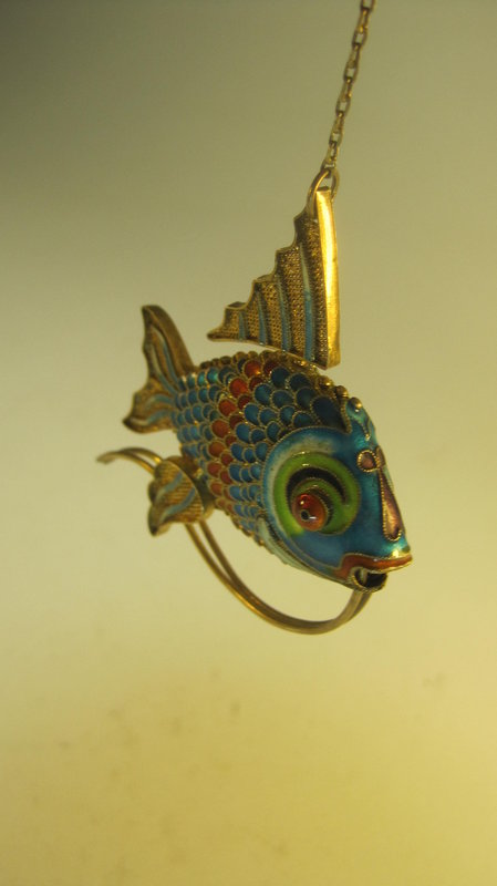 Beautiful Early 20th C. Chinese Silver Enamel Fish