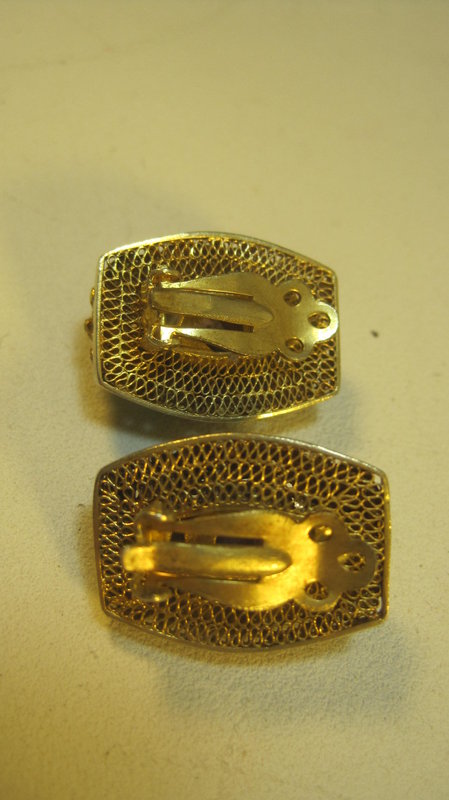 Early 20th C. Chinese Silver Enamel Earrings Marked