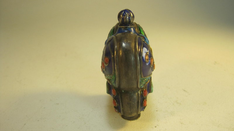 Early 20th C. Chinese Silver Enamel Snuff Bottle