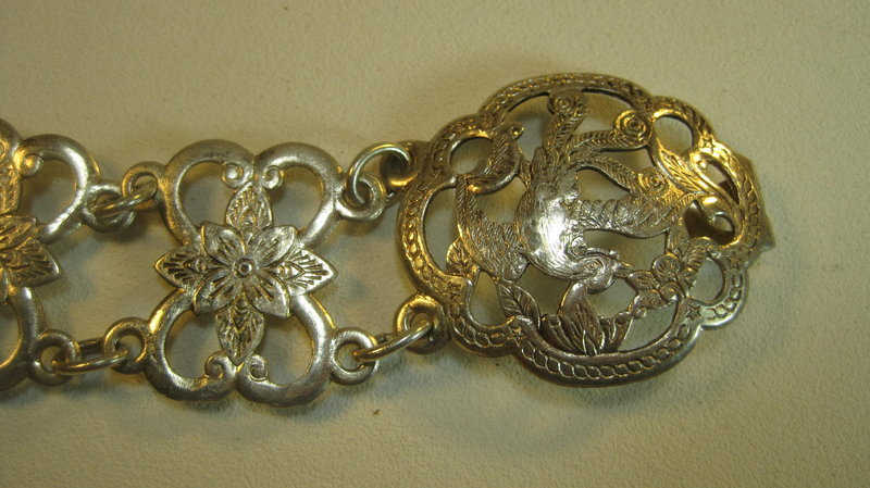 A Beautiful Vintage Chinese Lady's Silver Belt Marked