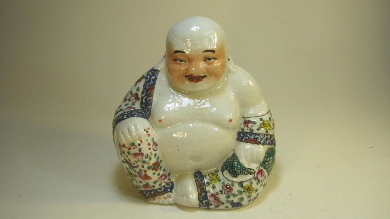 A Early 20th C. Chinese Famille Rose Porcelain Buddha