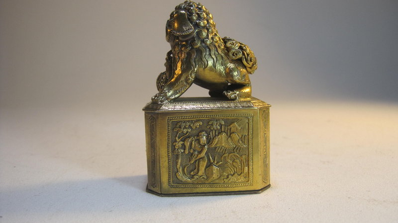 A Beautiful Late 19th C. Chinese Gold Washed Silver Box