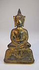 A 19th C. Southeast Asia Bronze Gold Gilt Buddha