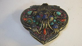A Beautiful Tibetan Old Silver Amulet Gau Prayer Box Pendant