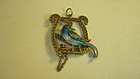 A Beautiful Small Chinese Silver Enamel Bird Pendant MK