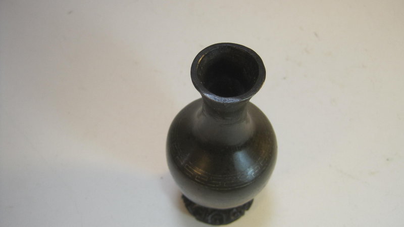 Small 19th C. Chinese Shisou Bronze Silver Inlay Vase