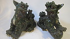 Pair Of Beautiful Old Chinese Pottery Fu dogs / Lions