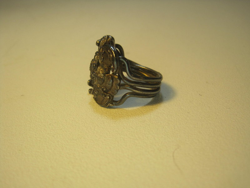Late 19th/20th C. Chinese Silver Puzzle Ring