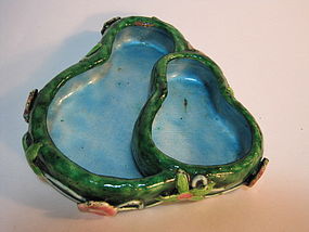 Early 20th C. Chinese Enamel On Brass Washer Marked