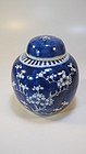 Early 20th C. Chinese Prunus Blue & White Porcelain Jar